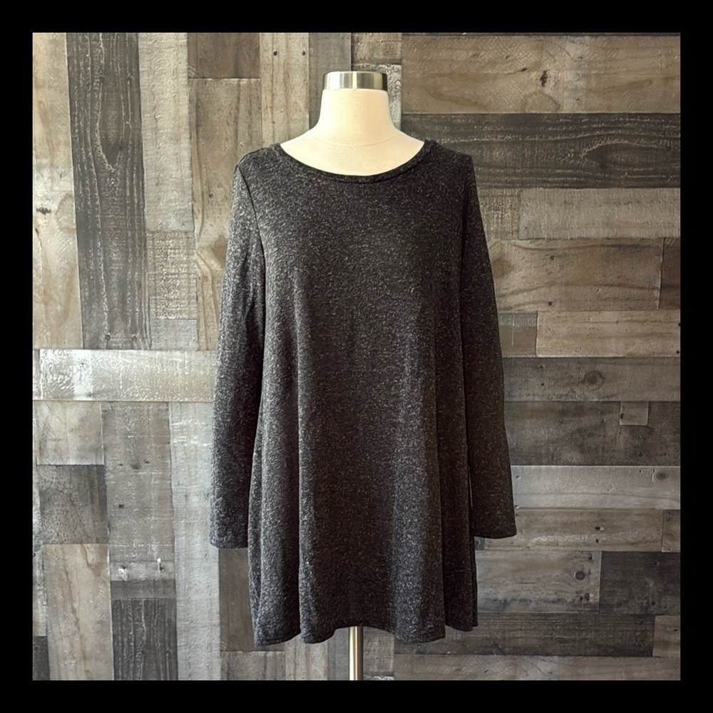 Mon Ami gray long sleeve tunic dress large boho chic dark feminine whimsigoth
